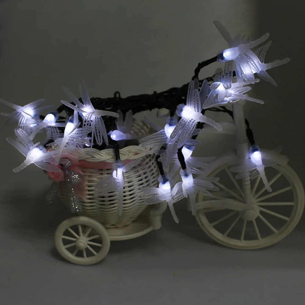2016 Beautiful Design Solar Powered Dragonfly 5M 20 LED String Fairy Lights Outdoor Lanterns Xmas Christmas