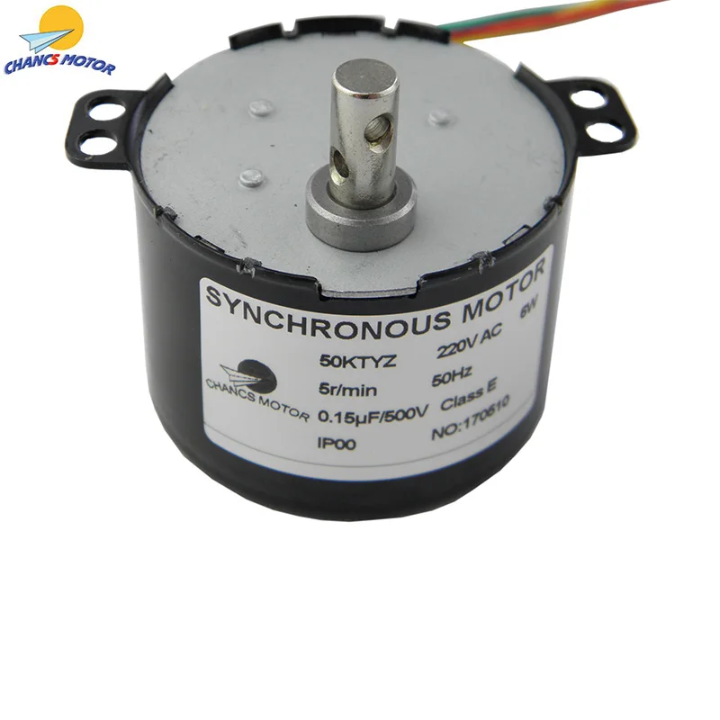 CHANCS 50KTYZ AC 220V Synchronous Electric Motor 5RPM 6W Geared Permanent Magnet Slow Speed Reducer Motors | Обустройство дома