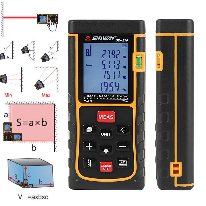 SNDWAY SW E70 70 м цифровой лазерный дальномер Дальномер Устройство для