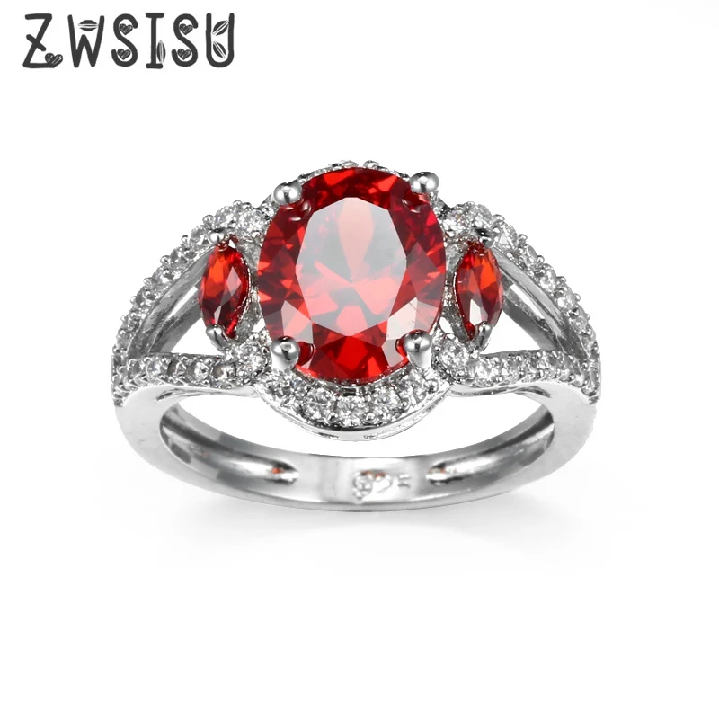 ZWSISU Уникальный Дизайн модный обручальное красный принцесса Кольцо Австралии