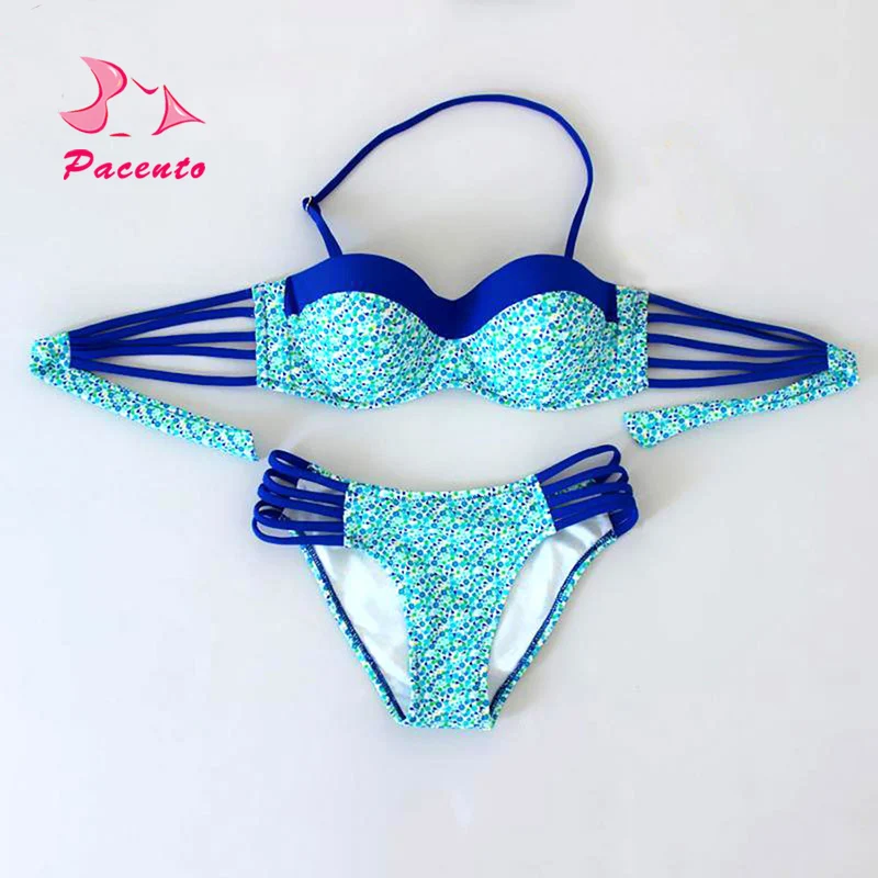 Pacento Bikinis Set Floral High Waist Bikini 2018 Patchwork XL Plus