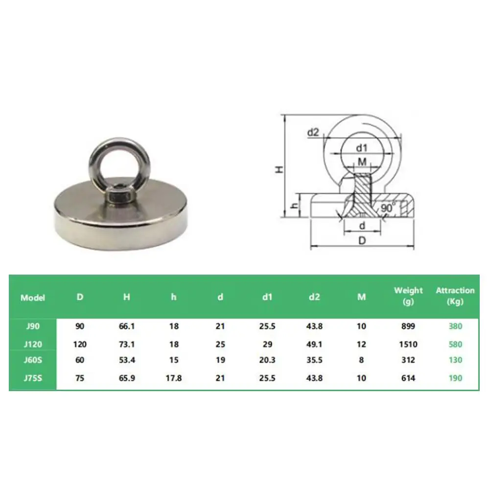Рыболовный спасательный супер сильный неодимовый магнит сильный Мощный круглый неодимовый магнит крюк спасательный магнит морское оборудование