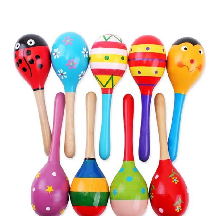 Развивающая детская деревянная погремушка Maracas детские игрушки для малышей