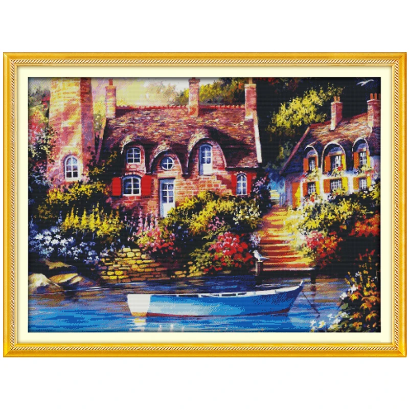 

Fairy-tale Cottage Counted Cross Stitch 11CT 14CT Cross Stitch Set Scenery Cross-stitch Kit Embroidery Needlework