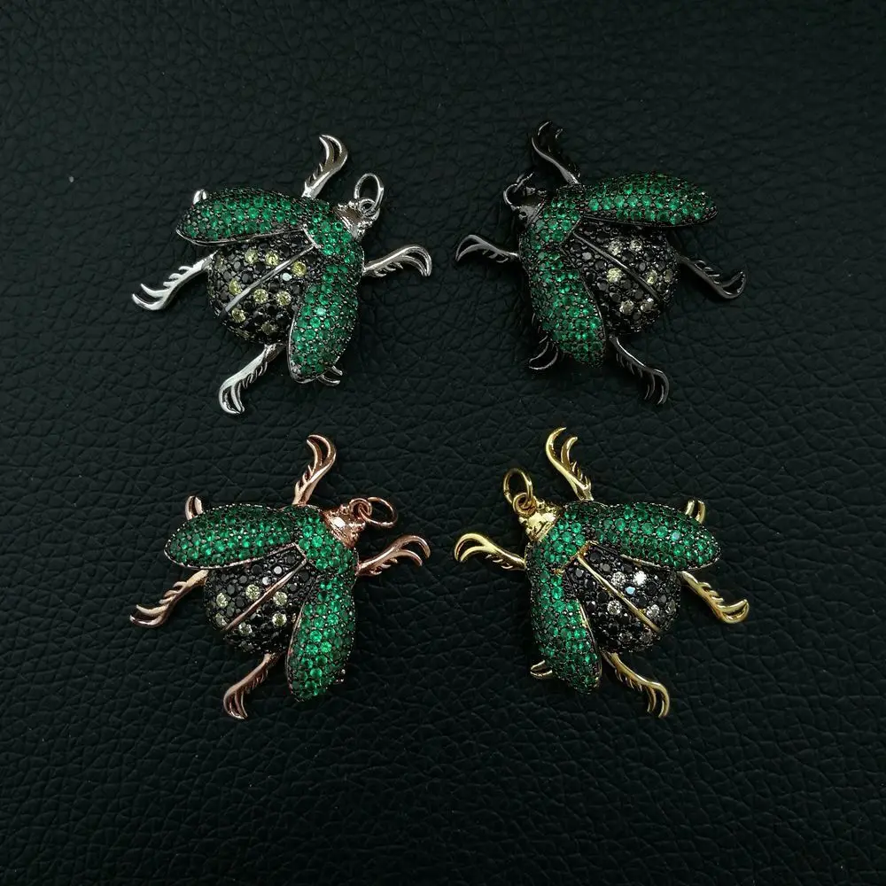 

CP064 1 pc 37x30mm Green CZ Micro Pave Beetle Pendant Charm Jewelry Pendant