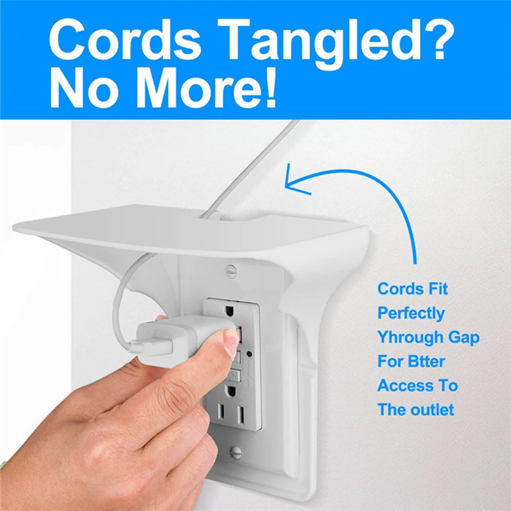 

Storage Easy Install White Outlet Shelf Bathroom Organizer Stand Simple Power Perch Mobile Charging Multifunction Wall Mount