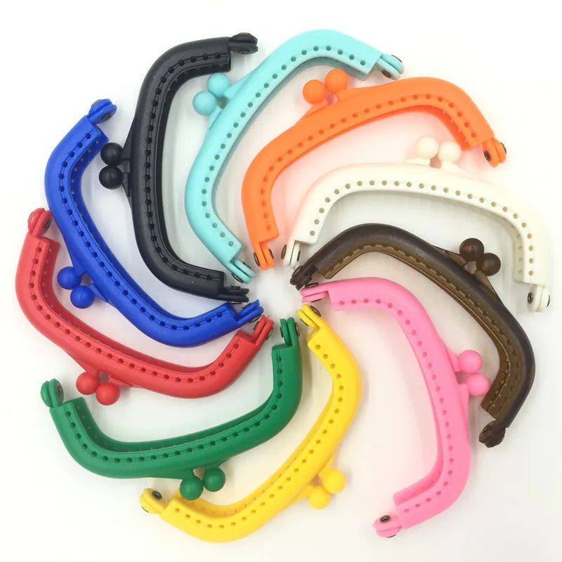 

10Pcs Candy Color Coins Purse Plastic Arc Frame Kiss Clasps Handbag Handle Lock Clutch 9x5cm