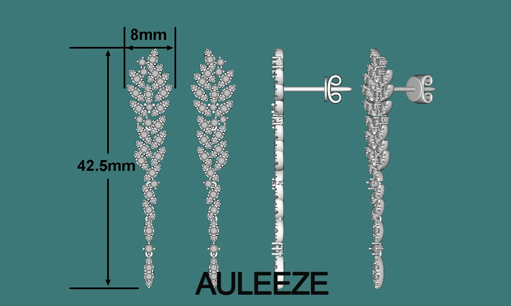 AULEEZE романтические 1.26CTW серьги с длинными кисточками и натуральными бриллиантами, Настоящее 18 к белое золото, висячие серьги для женщин, ювелирные изделия