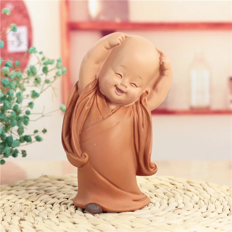 Статуя Будды маленький монах смолы милый домашний клуб украшение Фен-шуй ремесла бутик чай ПЭТ ювелирные изделия - Цвет: L