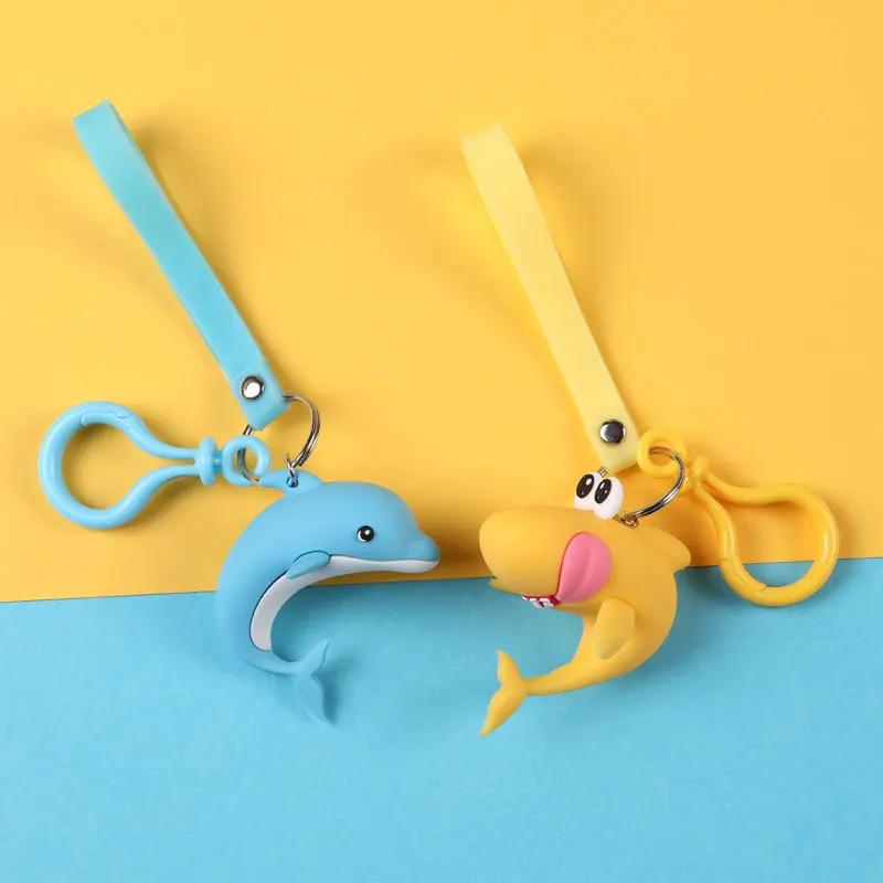 

Cute Cartoon Dolphin Sharks Doll Toy Keychain Marine Animals Key Rings Pendant for Women Bag Backpack Charms Car Key Accessories