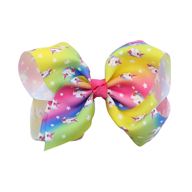 Large Kids Baby Girl Grosgrain Ribbon Flash Bow Clips Rainbow New Design Children Hair Accessories (6)