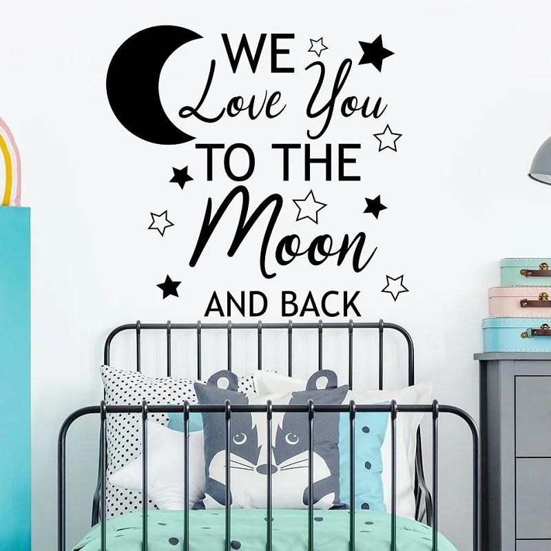 

Vinyl decorative wall stickers, we love you to the moon ...wall decals, baby room decoration, children's room decoration ,ET33
