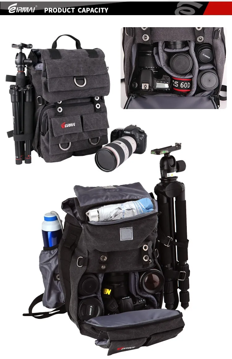 ⁦حقيبة كاميرا قماش ممتاز مع مكان لابتوب DSLR canvas camera⁩ - الصورة ⁦6⁩
