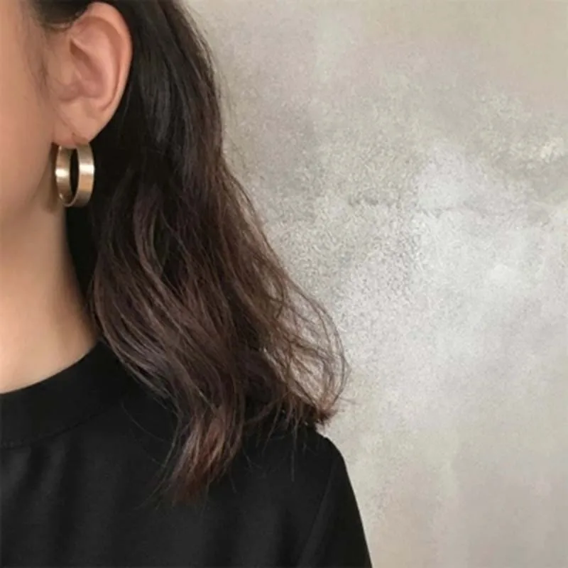 

Fashion Matte Geometric Circle Earrings for Women Simple Silver Gold Vintage Earrings Party Jewelry