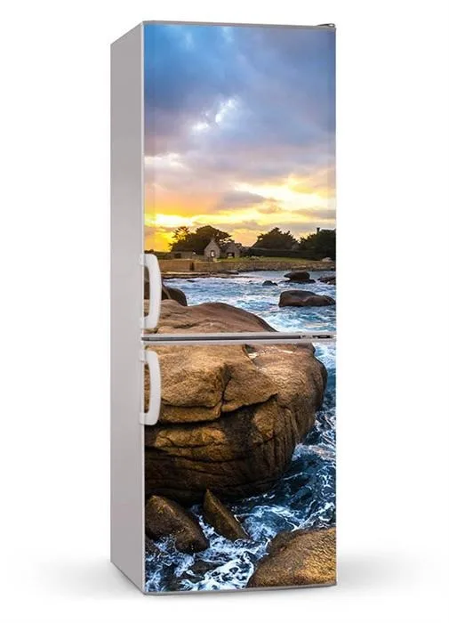 

3D Custom Dishwasher Refrigerator Contact Paper Sunset Seaside Corner Freezer Decal Panel Cover Wall Sticker Home Decor Gift