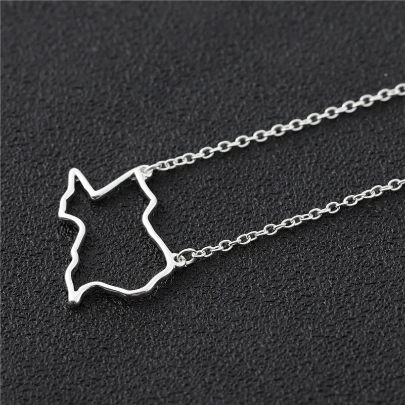 State of Texas Necklace Hollow Outline Geometric Geography Hometown American USA TX Map Pendant Chain Necklaces for Women