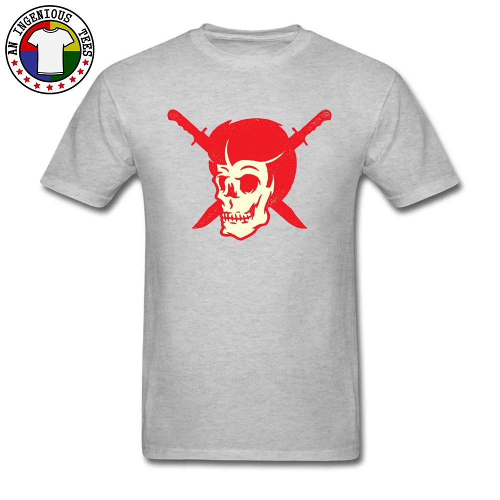 Skull and Dagger All Cotton Male Short Sleeve Tops Shirts Comics Summer Top T-shirts Slim Fit Clothing Shirt Slim Fit O-Neck Skull and Dagger grey