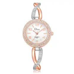 Модные Повседневное Для женщин часы горный хрусталь сплава ремень наручные женские Девушки кварцевые часы браслет часы подарки BH