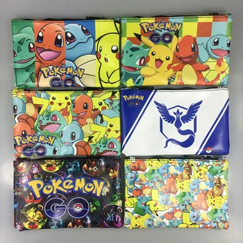 

Cartoon Pokemon Go Pencil Purse Pocket Monster Wallet Kawaii Pikachu Jeni Turtle Print Leather Zipper Coin Pen Bags Pouch Wallet