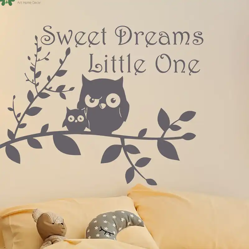 Yoyoyu Vinyl Dinding Decal Sweet Dreams Little One Burung Hantu