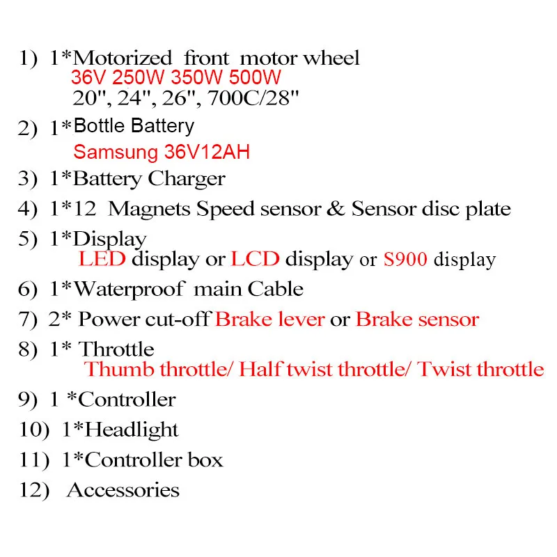 Flash Deal 36V350W Electric bike Conversion kit 36V10AH/Samsung 36V12AH Battery 20