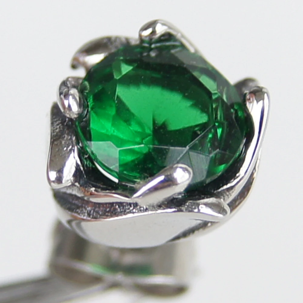 

men jewelry cool men/boy's green cz 316L stainless steel earring stud punk