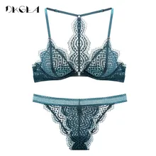 Новое поступление, бюстгальтер с застежкой спереди, прозрачное кружевное нижнее белье с вышивкой, женское ультратонкое сексуальное нижнее белье, комплект зеленого бюстгальтера и трусиков