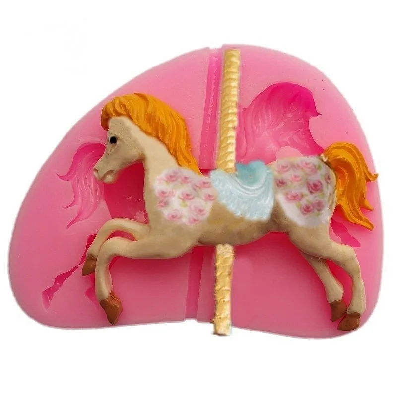1pc Cute Horse Cake Decorationg Mold Silicone Chocolate Gum Fondant Baking Mold Home Kitchen