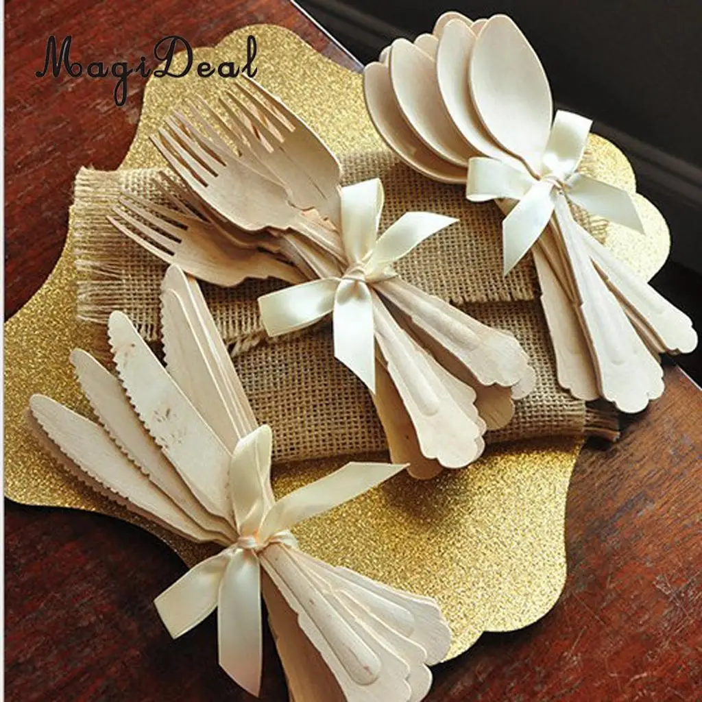 

Disposable Wooden Cutlery Fork Spoon Knife Kid Party Tableware