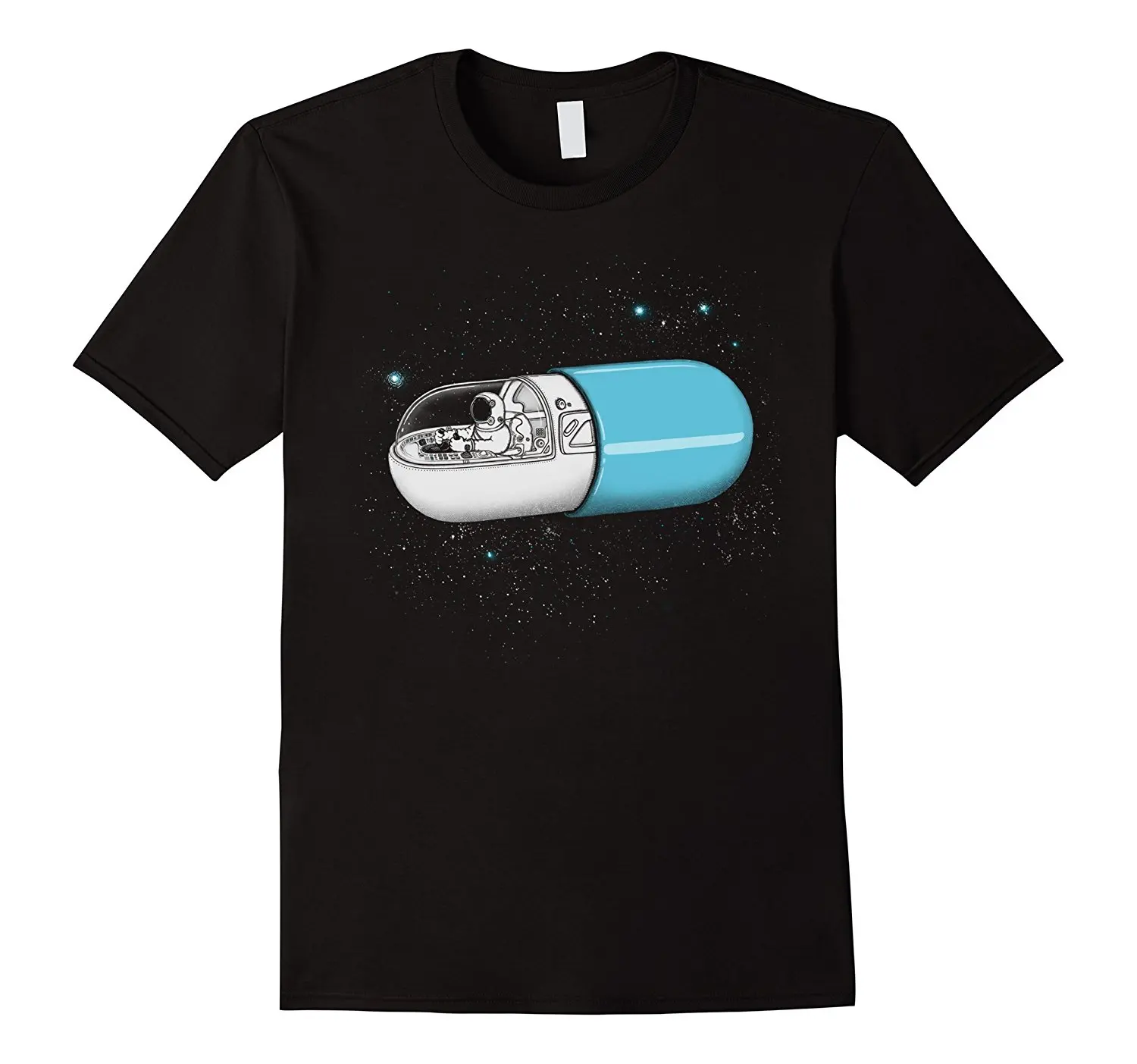 2018 Man Space Capsule Illustration Astronaut T-Shirt Short Design Shirts For Men Summer Crew Neck | Мужская одежда