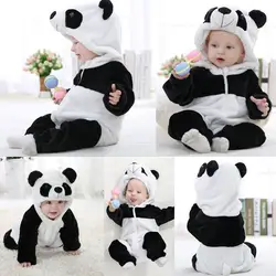 Новинка 2019 года; модные комбинезоны с капюшоном и рисунком панды для новорожденных мальчиков и девочек; высокое качество; Прямая доставка