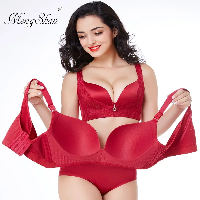 

New products big cups large sizes a set of underwear Sexy comfortable gathering big size bra set Wireless push up bra set