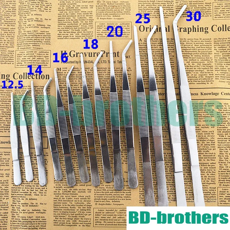 

Aquarium Stainless Steel Tweezers Medical Tools 12.5cm 14cm 16cm 18cm 20cm 25cm 30cm Straight Curved Head Forceps 100pcs/lot