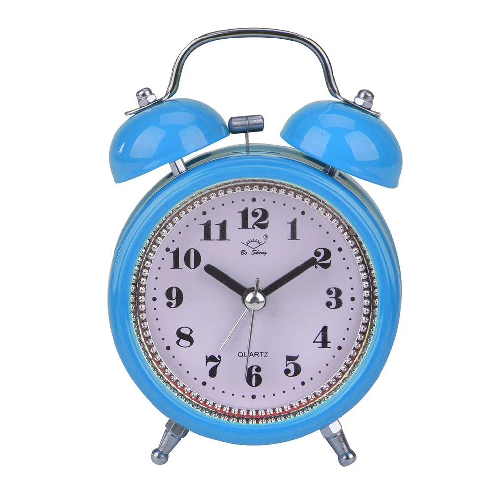 

Hammer Bell Silent Snooze Classic Desk Double Bell Wake Up Noctilucence Metal Alarm Clock Battery Operated Living Room Time Cute