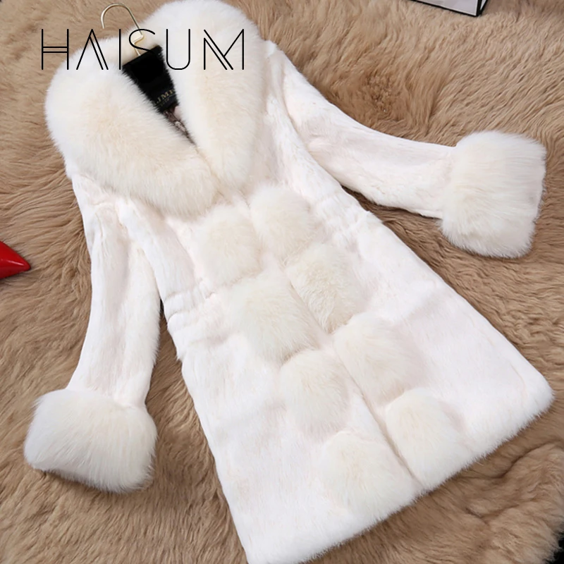 

Women's Faux Fur Coat Warm In Winter 3 Colors Imitation Fox Fur Long Paragraph Large Fur Collar Young Lady 2018 New Nv005