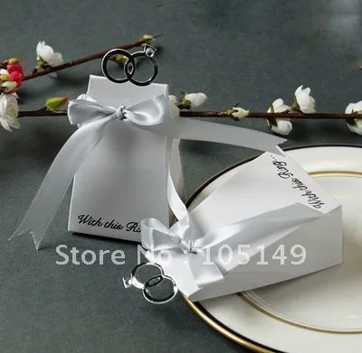 

(200 Pieces/lot) Unique Bridal Shower candy box of "With this Ring" Elegant Icon Favor Boxes For Wedding and Party Gift box