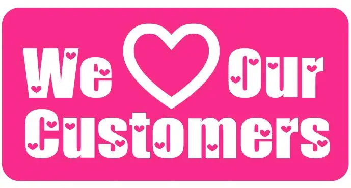 

3000pcs/lot 6x3cm WE LOVE OUR CUSTOMERS Self-adhesive label sticker for shopping packaging, Item No.SL17