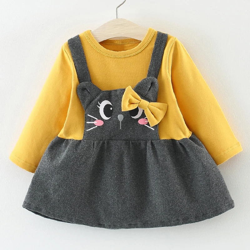 

Baby Girl Dress 2018 New Casual Baby Clothing Cotton Cats Straps Autumn Winter Brand Infant Clothes Toddler Costume Christmas