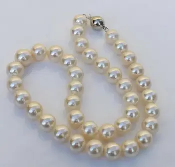 

Free shipping classic AAA+ 10-11mm Natural south sea white pearl necklace good luster 18" a(5.18)