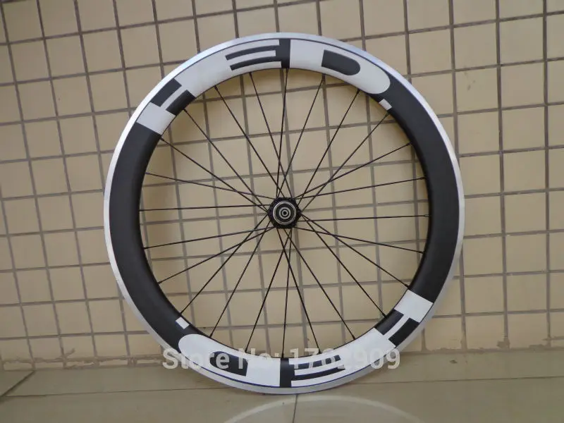 Cheap 1pair New 700C 60mm clincher rim Road bike matt UD carbon bicycle wheelset with alloy brake surface aero spoke skewers Free ship 9