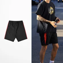 Новинка, летние брендовые хлопковые шорты для мужчин, скейтборд, хип-хоп стиль, мужские шорты в полоску, повседневная одежда, Короткие штаны Kpop
