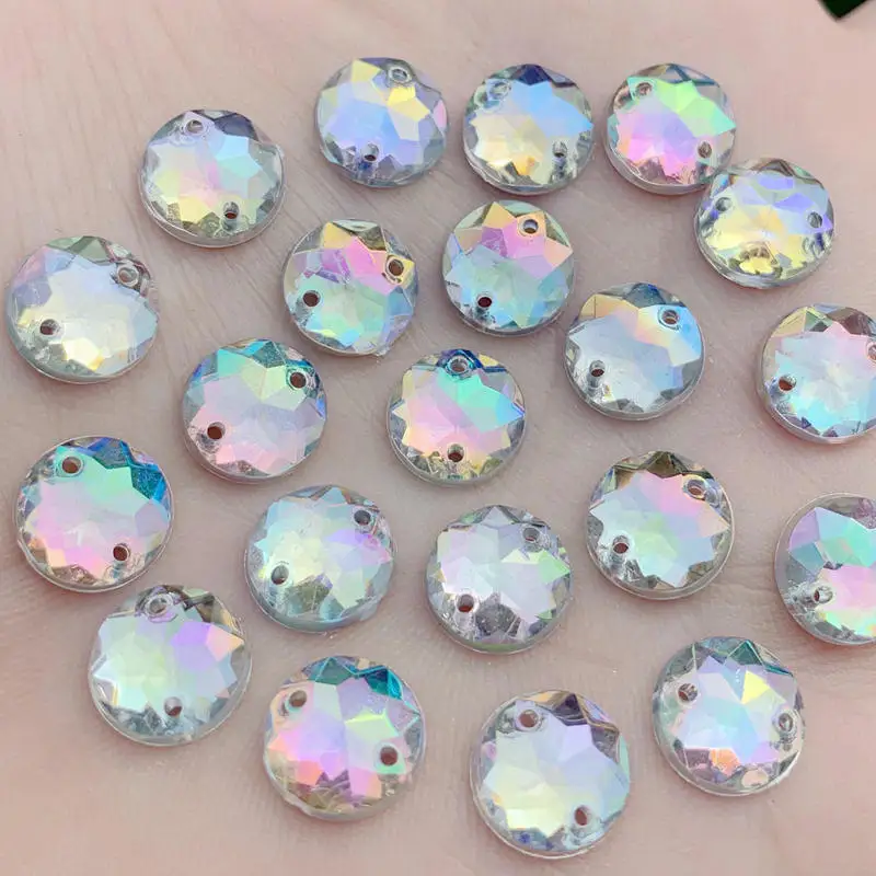

500pcs 2 holes AB Crystals Gems Rhinestones for Decorations Flatback Round Strass Stone Jewelry AB Diamonds DIY