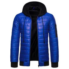 2019 autumn and winter new European and American style men's fashion high-grade thickening hooded fake two-piece cotton coat