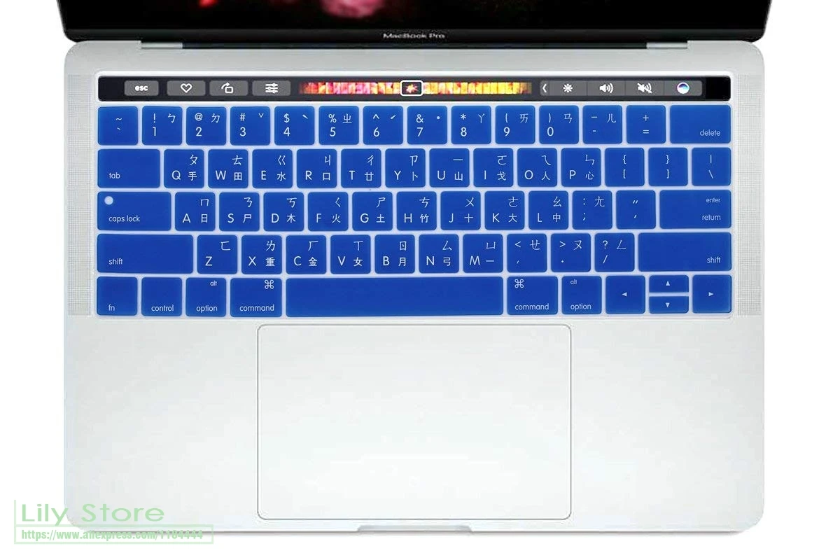 Силиконовый чехол для / с Multi Touch Bar Macbook Pro 1" 15 A1706/A1707 Тайваньская китайский Touch Bar клавиатура кожи - Цвет: Blue