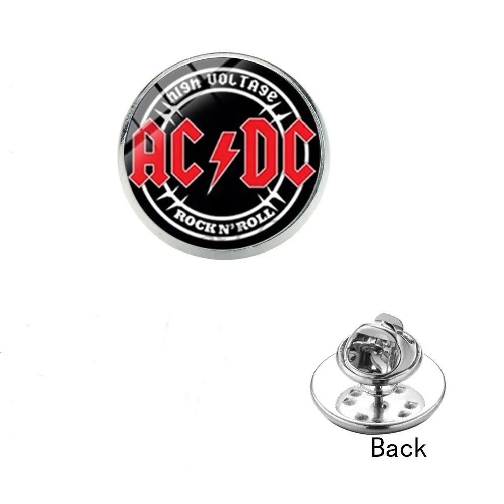 SONGDA Harajuku AC/DC рок группа нагрудные булавки хип хоп красный логотип ACDC стекло с принтом купол металлические броши для фанатов модные аксессуары