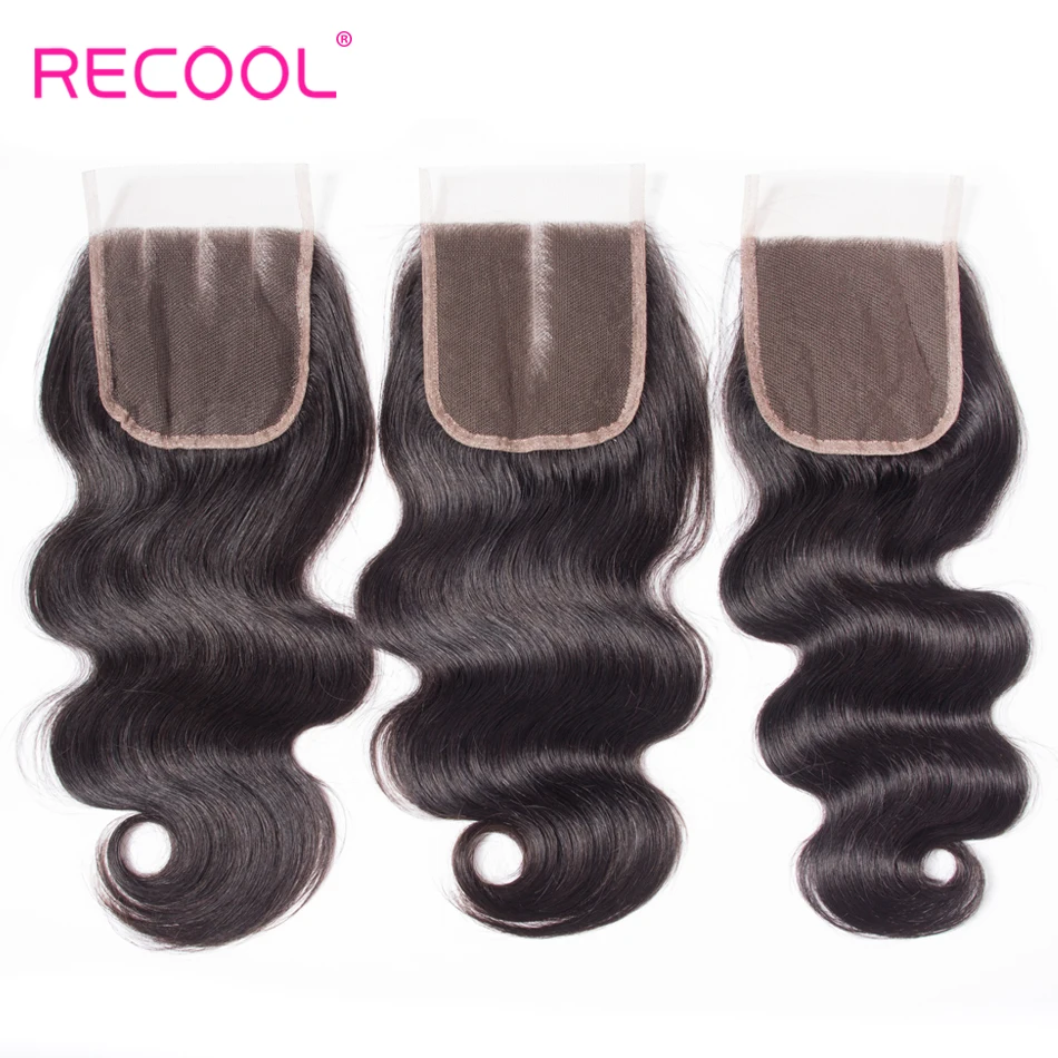 Recool волосы перуанские объемные волнистые пряди и кружева закрытие натуральный