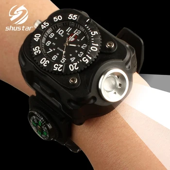 

Super Bright LED Flashlight Wrist light waterproof Watch Light Multifunctional Outdoor Sports Light Rechargeable camping light