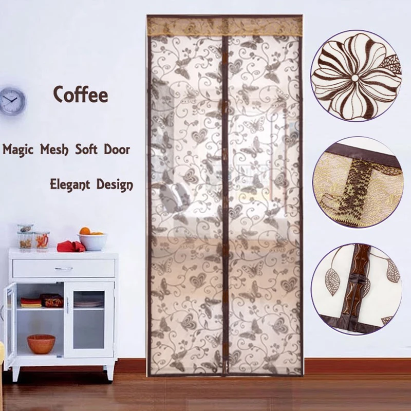 

Curtain Durable Anti Mosquito Magnetic Tulle Door Curtain Automatic Closing Door Screen Summer Mesh Net