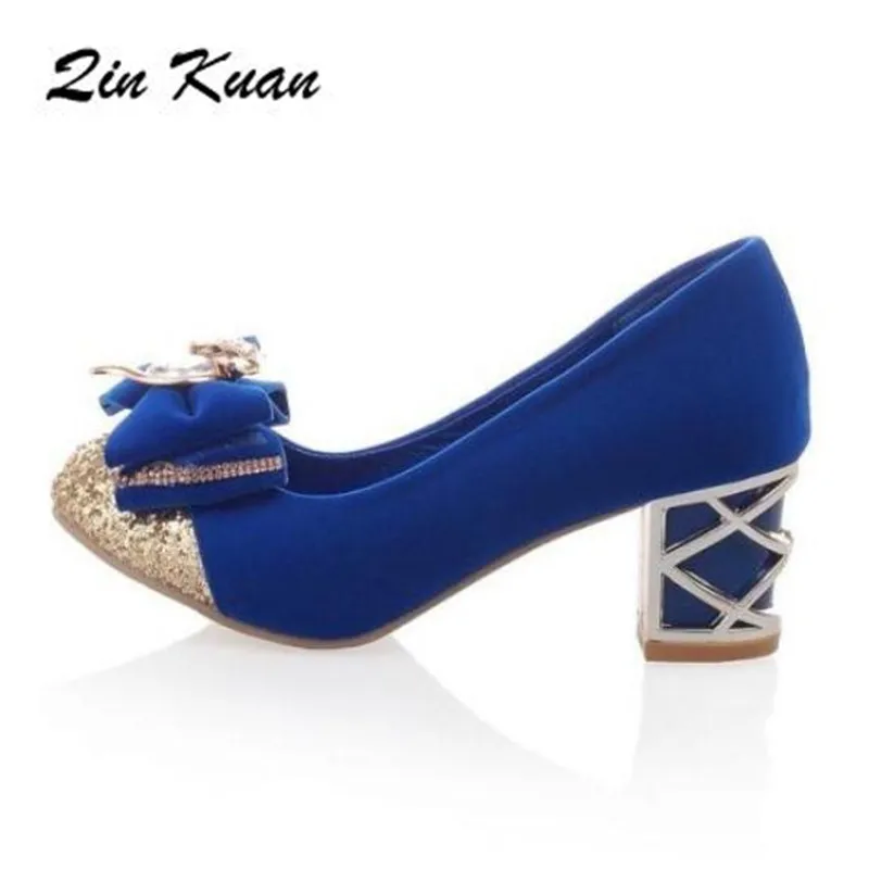 

Big Size 34-43 Ladies Fashion Sequin Coloth Leather Bow Ties Pumps Women Round Toe Mixed Color Party High Heel Shoes QKP0070A