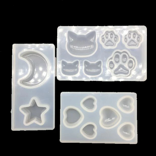 3 style for choose cat bear paw heart moon star Silicone Mold Resin Silicone Mould handmade DIY Jewelry Making epoxy resin molds